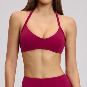 Custom Brushed Halter Sports Bra Cutout Running Support