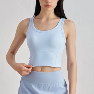 Custom Shockproof Sports Tank With Fixed Cups For Women