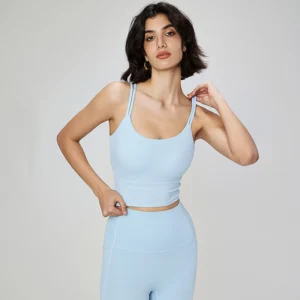 Custom Strappy Tank Sports Bra with Fixed Cups Bare-Feel Yoga Top