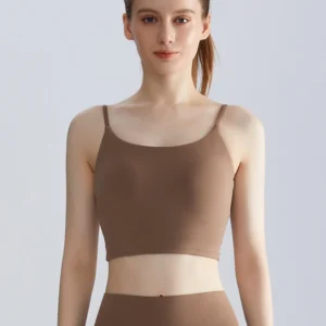 Custom Strappy Backless Workout Tank For Woman With Built-In Pads