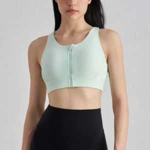 Custom Front Zip Gym Wear Bra With Cross-Back Design