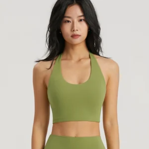 Custom Halter Neck Backless Fitness Bra With Semi-Fixed Cups