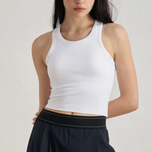 Custom Colorblock Crew-Neck Sports Vest for Women – Backless & Slim Fit