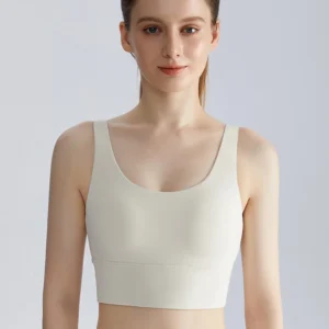 Custom Backless Wide-Strap Sports Bra With One-Piece Cups