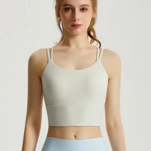 Custom Strappy Backless Active Wear Sports Tank With Fixed Cups