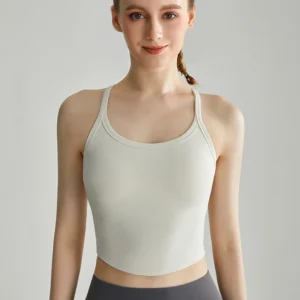 Custom Yoga Active Wear Sports Tank With Fixed Cups