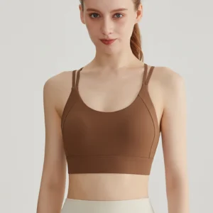 Strappy Cross Back Yoga Sports Bra With Fixed Cups