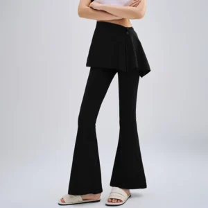 Custom Flare Pants With Skirt Layer High Waist Yoga