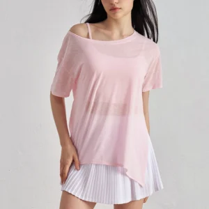 Custom Slub Yarn Yoga Top High-End Side Slit Shirt