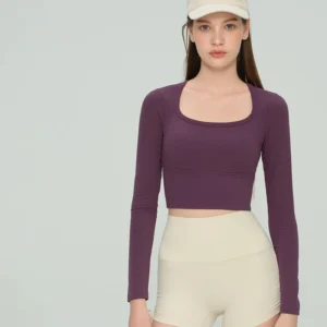 Custom Naked Feel Long Sleeve Yoga Top Built-in Bra