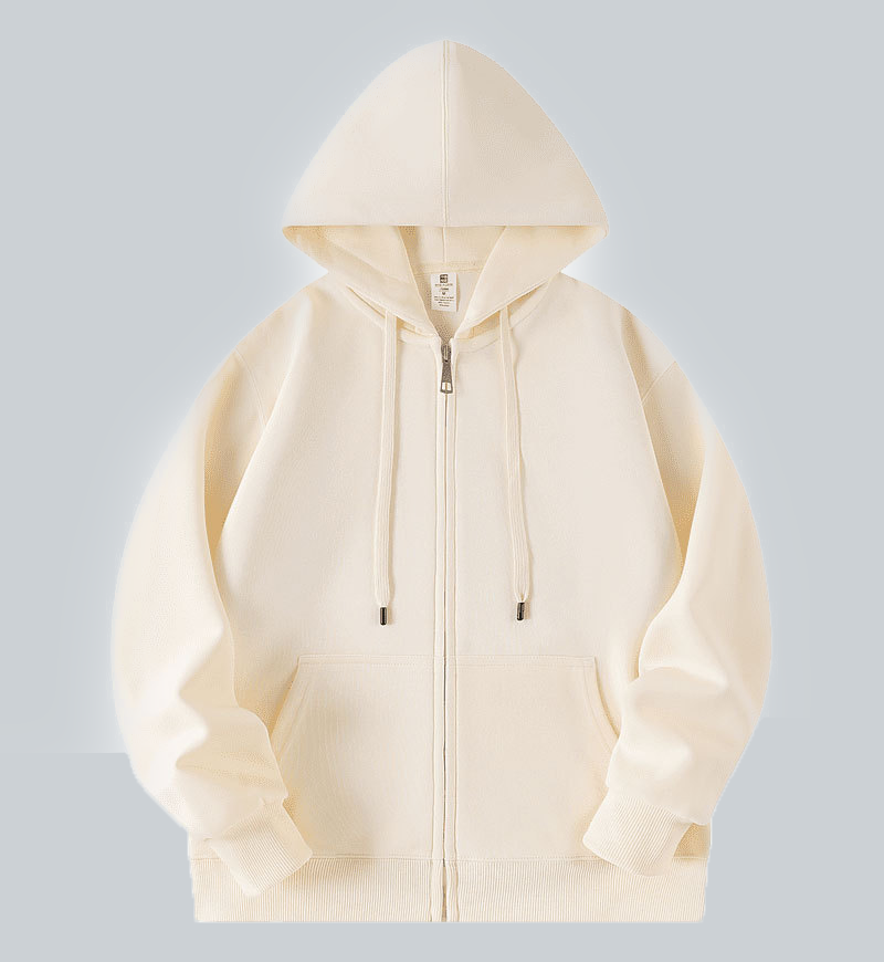 Custom 400G Silver Fox Fleece Zip Hoodie Men - Image 3