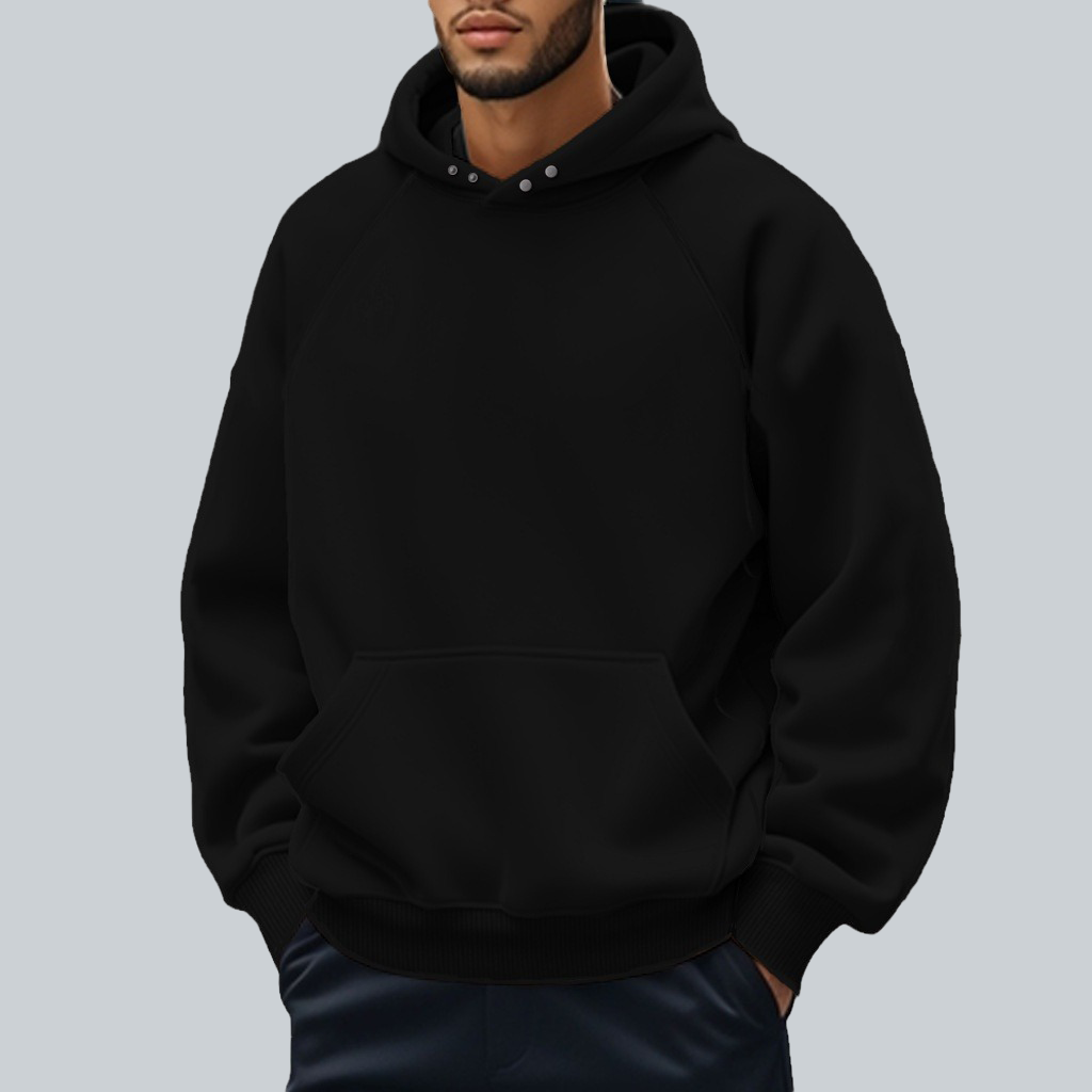 Custom Fleece Hooded Sweatshirt Men Winter Pocket Top - Image 3