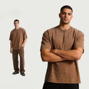 Custom 230G Streetwear Washed Cotton T Shirt Men