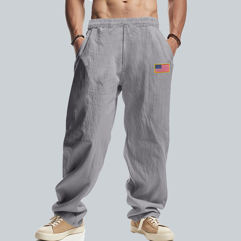 Custom Men’s Linen Drawstring Pants Beach Sportswear - Image 2