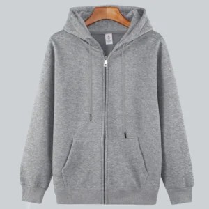 Custom 400G Silver Fox Fleece Zip Hoodie Men