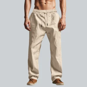 Custom Men’s Linen Drawstring Pants Beach Sportswear