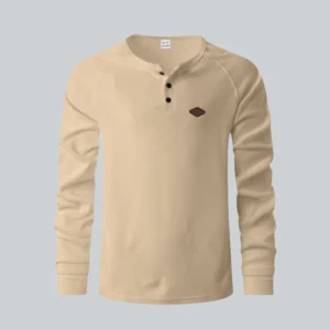 Custom Quick Dry Waffle Henley Long Sleeve Shirt