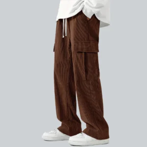 Custom Men’s Corduroy Cargo Pants Wide Leg Streetwear