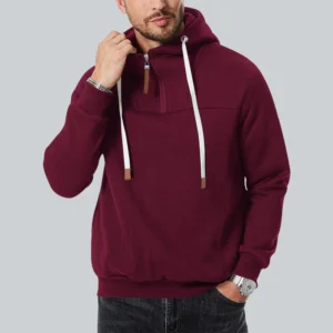 Custom Fleece Patchwork Hoodie Men Casual Zipper Pullover