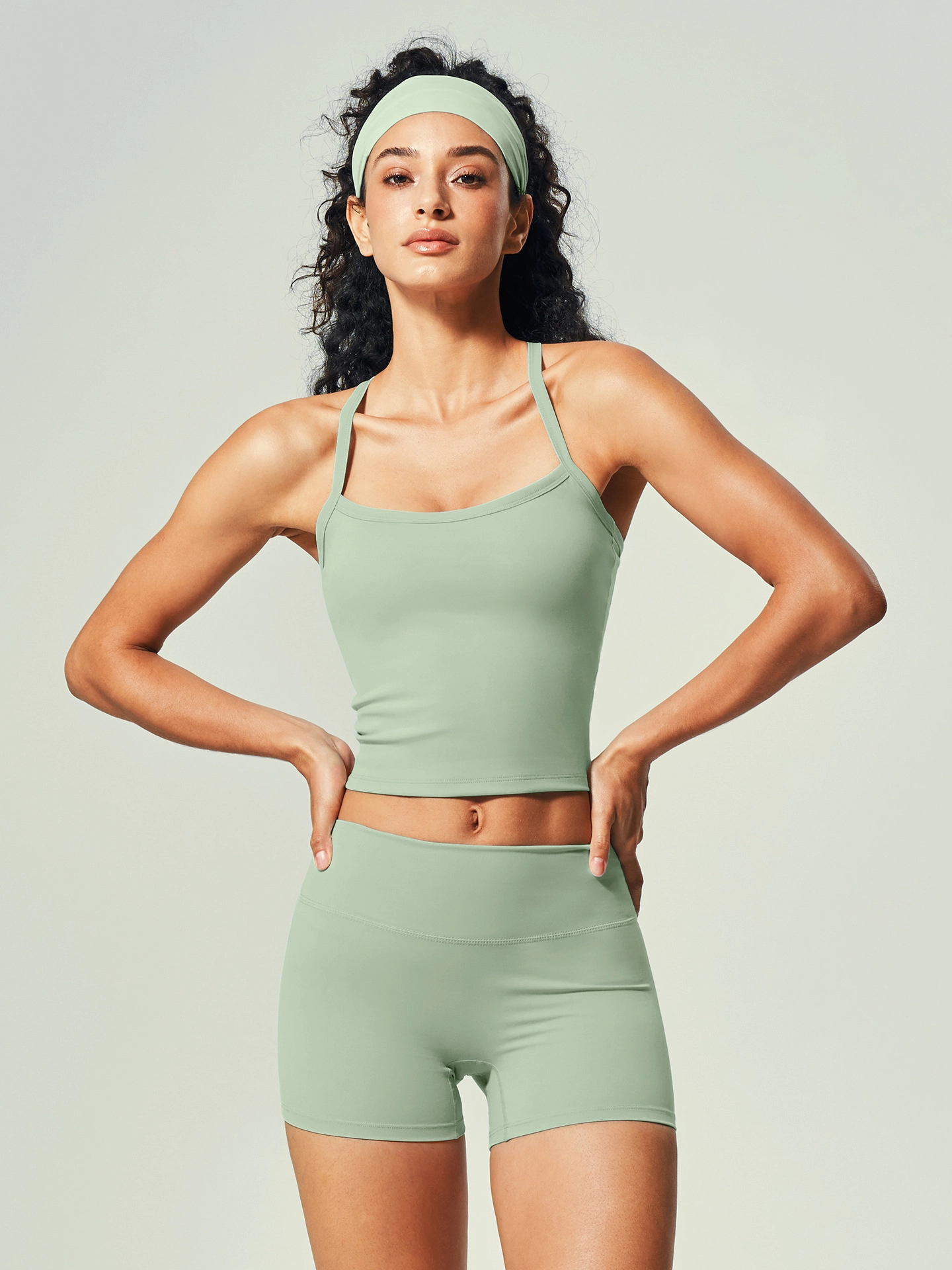 Women Backless Yoga Vest and Sports Shorts Set - Image 3