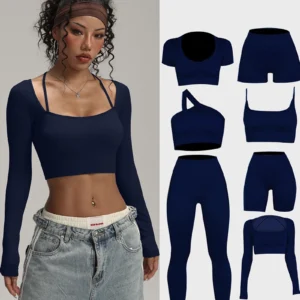 Ribbed Long Sleeve Yoga Set with Bodysuit