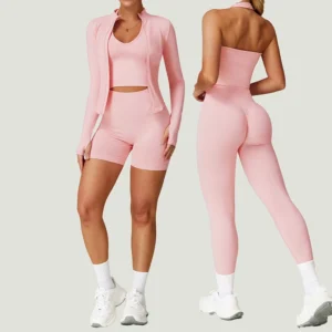 Seamless Ribbed Yoga Set with Racerback