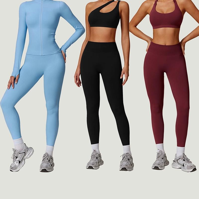 Seamless High Neck Zip Yoga Running Set - Image 2