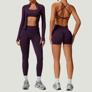 Seamless Open Back Yoga Set for Running