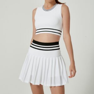 Women Breathable Sports Tank and High Waist Skort