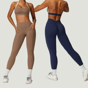 Color Block Open Back Yoga Fitness Set